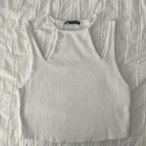 NWOT Zara White Crop Top with Cutouts